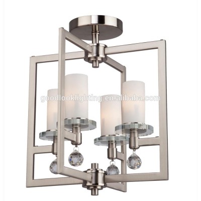 Modern brushed nickel finish withe opal etched glass shade flush mount ceiling light/light fixture of ceiling