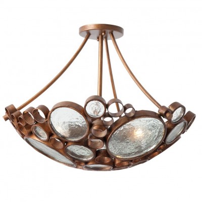 Modern with hammered iron Ore finish recycled clear bottle glass flush mount ceiling lighting/light fixture of ceiling