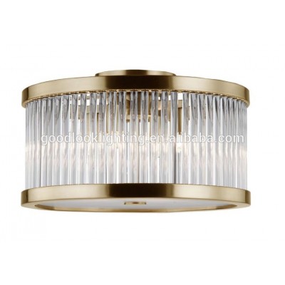 (C)UL&ETL modern metal frame and crystal glass rods with bronze finish light fixture of ceiling light/semi-flush mount light